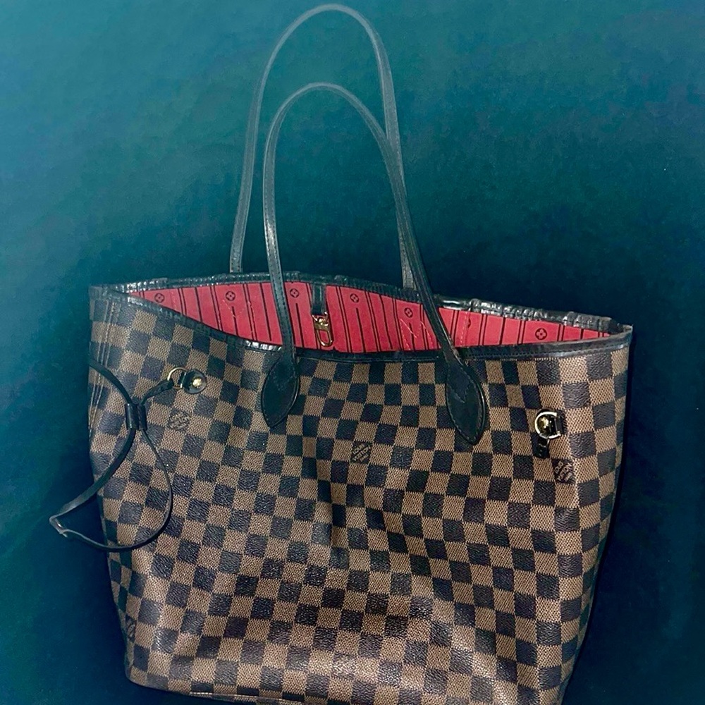 Louis Vuitton Brown and Black Checkered Tote